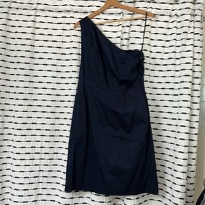 NWT J Crew navy one shoulder dress